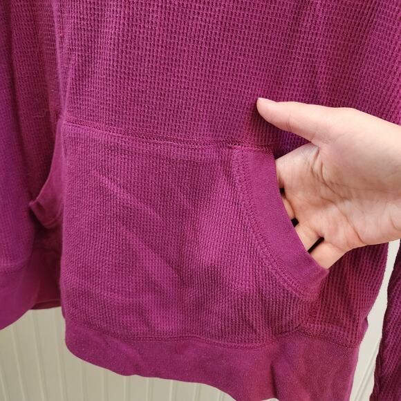 Old Navy Intimates Plum Scoop Neck Waffle Textured Cotton Hoodie Sweater - Picture 3 of 6